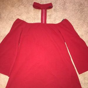 Miss guided Bardot dress with attacked necklace